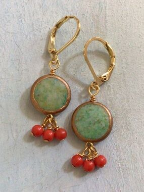 Turquoise Gold Edge Sundance Charm Earrings